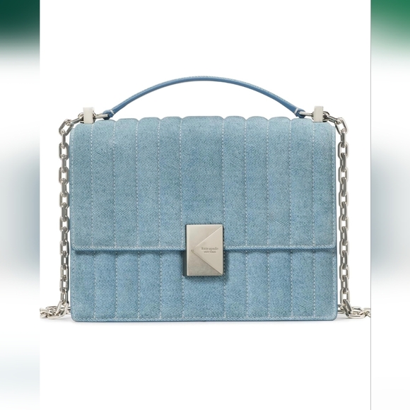 Kate Spade NY Deco Denim/ Leather Flap Chain Crossbody NWT w/ Dust Bag - Picture 5 of 16